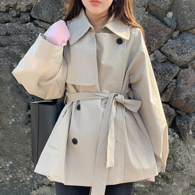 韓国 ファッション レディース コーデ ダブルブレスト ベルト付き トレンチコート -nastyle.com