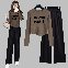 ブラウン01/Tシャツ+ブラック/パンツ